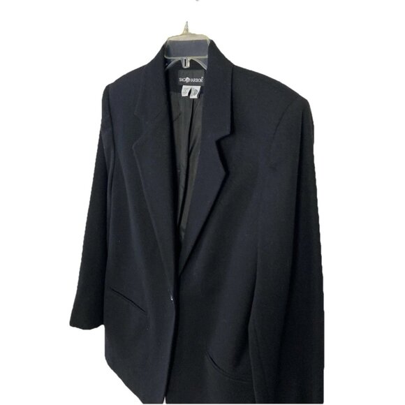 Sag Harbor Wool Blazer Jacket Coat  Size 8 M Black Button Woolmark Lined Notched - Picture 4 of 6
